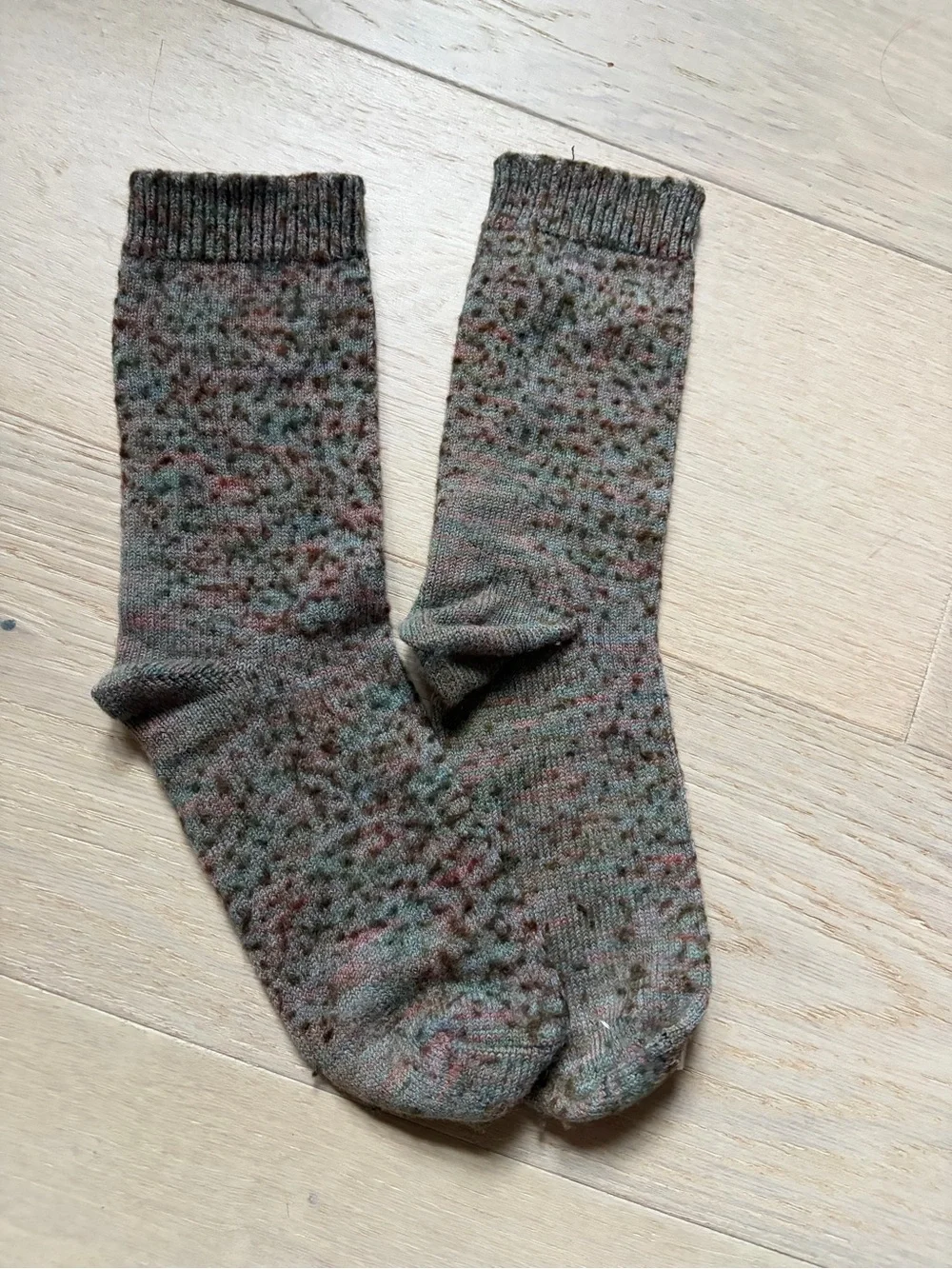 Wool Blend Crew Socks - Olive Multicolor